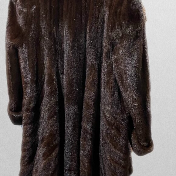 Women's Mink Coat - Dark Brown - Size L - Picture 2 of 5